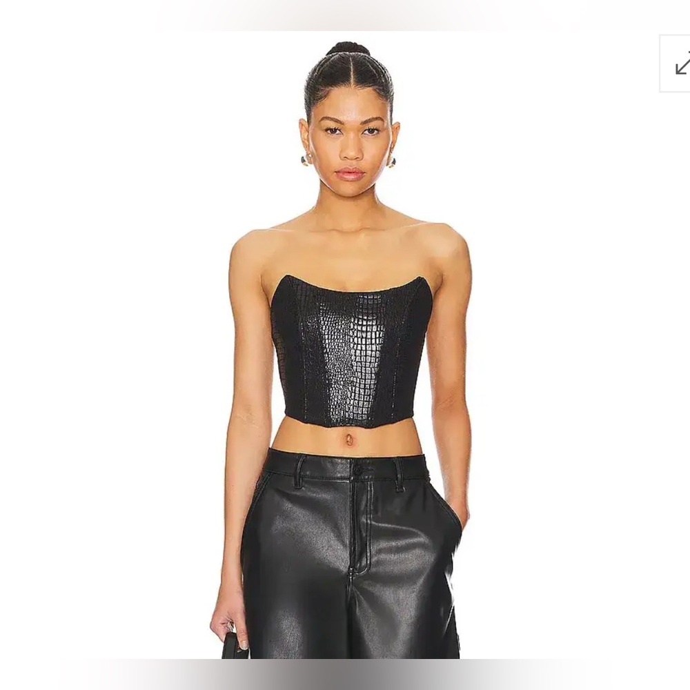 Superdown Tawny Faux Suede Top in Black